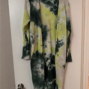 Umgee USA Tie Dye Ribbed Long Duster Cardigan Size Large